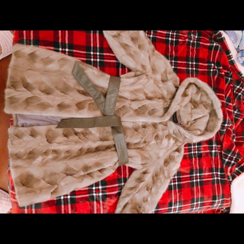 Mink Fur Coat with Leather Gloves